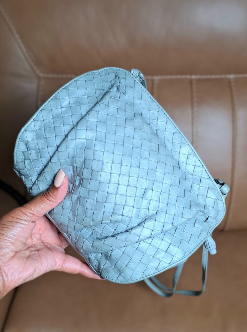 Bottega Veneta Vintage 1980s Intrecciato Crossbody Bag Powdery Turquoise